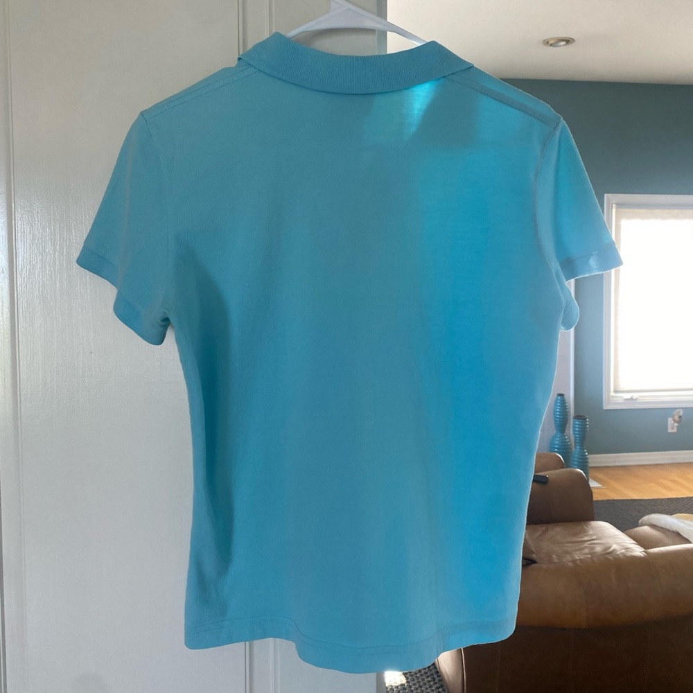 Lilly Pulitzer Vintage Cotton Aqua Blue Golf Polo Shirt with Palm Tree Logo - Picture 5 of 5